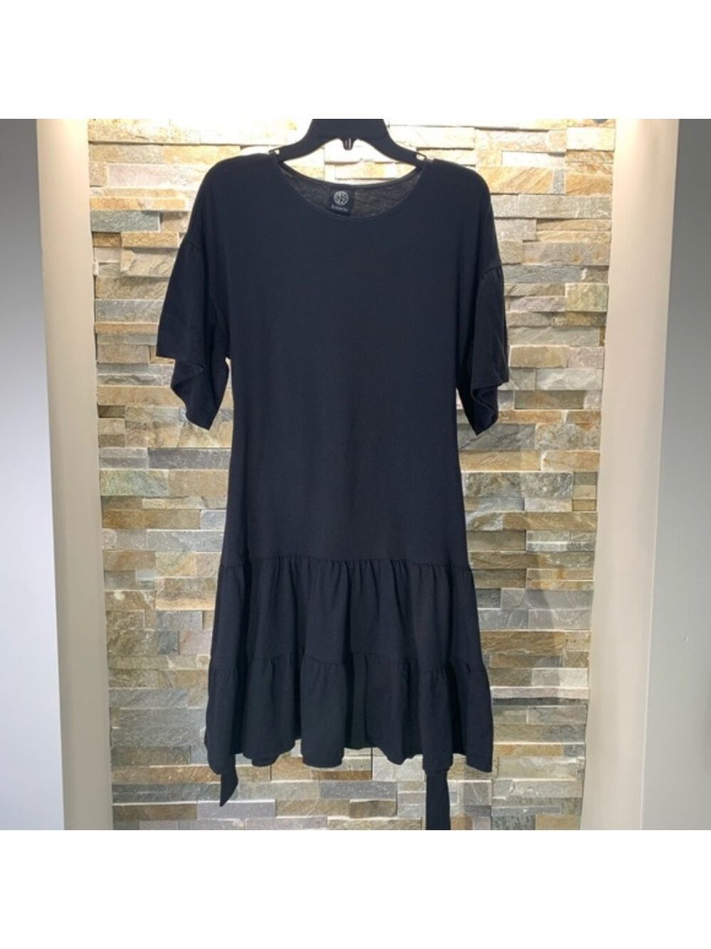Bobeau Drop Waist Ruffle Cotton Dress( Petite) - Picture 3 of 5